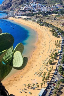 Aerial view on Teresitas beach near Santa Cruz de Tenerife on Canary islands