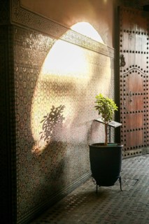 Light falling into a doorway in Marrakesh