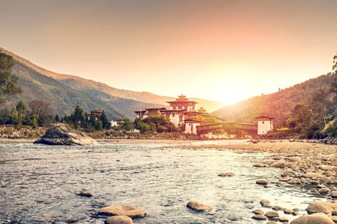 The famous Punakha Dzong in Bhutan