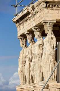 Statues of Erechtheion temple in Athens Greece