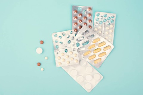 Medicine pill, addiction to supplements and overdosis, drug prescription, pharmacy tablets, health