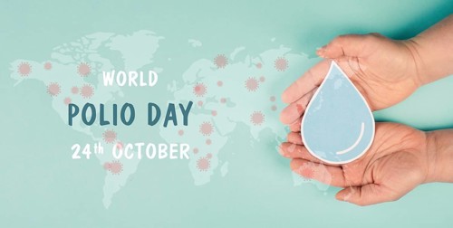 World polio day in october, awareness for Poliomyelitis, virus transmitted by contaminated water,