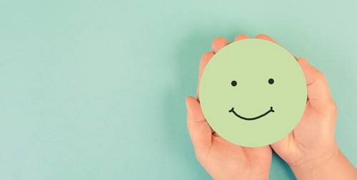 Happy smiling face, love and emotion, mental health concept, positive thinking mind and attitude,