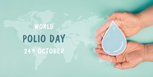 World polio day in october, awareness for Poliomyelitis, virus transmitted by contaminated water,