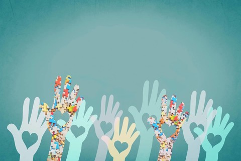 Autism, ADHD, attention deficit hyperactivity disorder, mental health, hands with colorful jigsaw