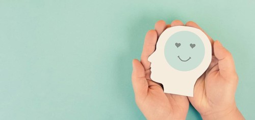 Happy smiling face, love and emotion, mental health concept, positive thinking mind and attitude,