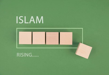 Islam, rising influence in Europe, progress bar, social issue and religion, moslim culture in