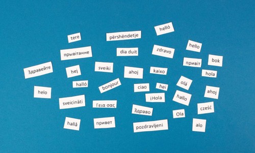 European languages, word hello in different language spoken in Europe, concept of multilingual