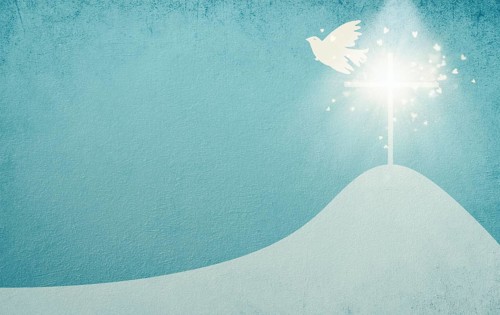 Pentecost sunday, dove and religious cross, Holy Spirit, Jesus Christ, Christianity, belief and