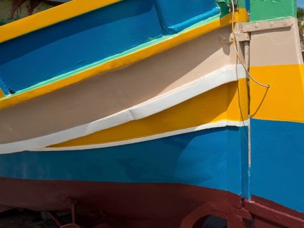Close-up of a colourful boat, marsaxlokk, mediterranean sea, malta