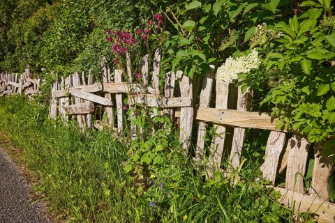 Old wooden fence in the historic district of Geschwend, Todtnau, Black Forest, district of Lorrach,