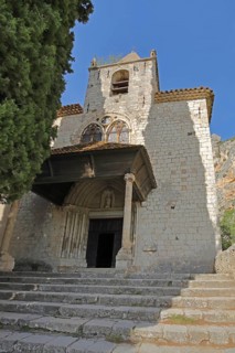 Gothic church Notre-Dame de Beauvoir mountain village, Moustiers-Sainte-Marie, Provençal Alps,
