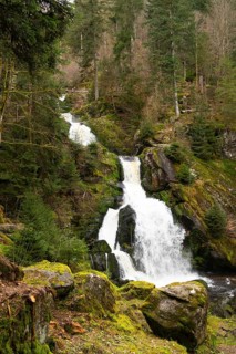 Triberg waterfall in the Black Forest, highest fall in Germany, Gutach river plunges over seven