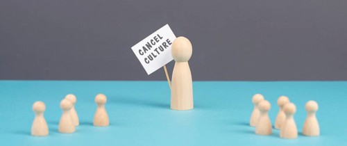 Cancel culture protest, disinformation, facts and fake news, conspiracy theory concept, media and