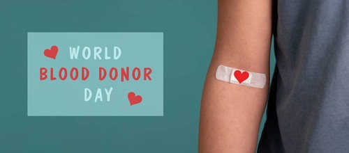 Arm with plaster and heart, blood cells, donate plasma, world blood donor day, health care,