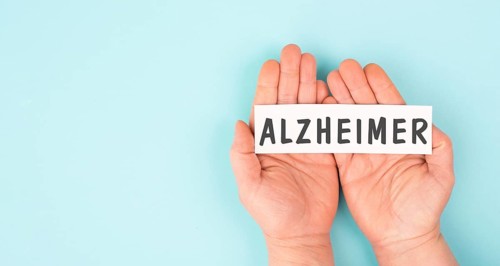 Alzheimer stands on a paper, awareness day, dementia diagnosis, ParkinsonÂ´s disease, memory loss