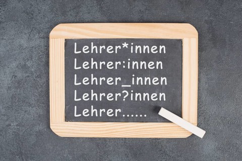 Gender language addressing female, male and diverse identity of teacher, called Lehrer in german,