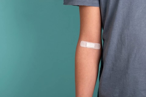 Arm with plaster, blood cells, donate plasma, world blood donor day, health care, transfusion,
