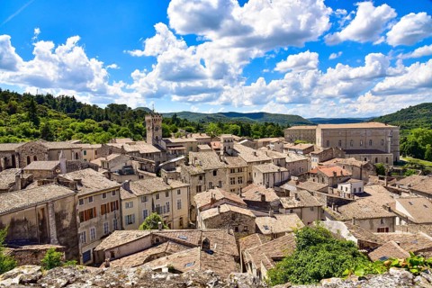 View over the rooftops of the southern French town of Viviers in the Département of Ardèche in the