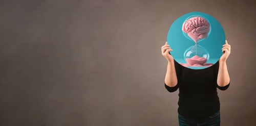 Human mind, dementia, parkinson or Alzheimer disease, brain memory loss, lifetime running through