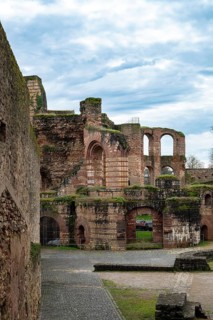 Imperial Baths in the roman city of Trier, ancient ruin Kaiserthermen, Moselle valley, Rhineland