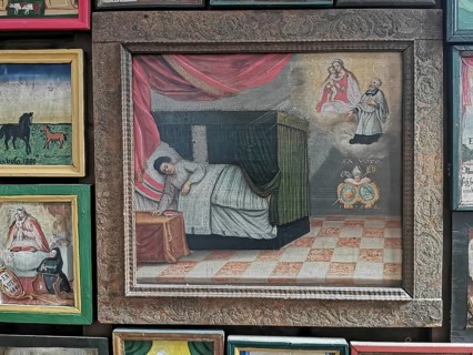 Votive pictures, votive tablets on the walls of the chapel of grace inside the church, pilgrimage