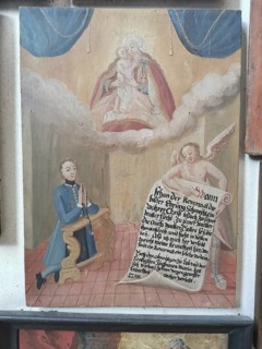 Votive pictures, votive tablets on the walls of the chapel of grace inside the church, pilgrimage