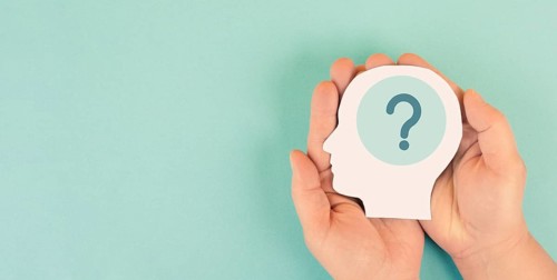 Human mind with a question mark, education and business concept, brain searching for answers,