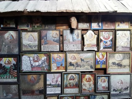 Votive pictures, votive tablets on the walls of the chapel of grace inside the church, pilgrimage