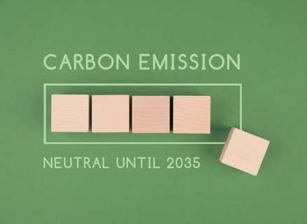 Carbon emission neutral until 2035, loading bar for green energy, CO2 reduce footprint, sustainable