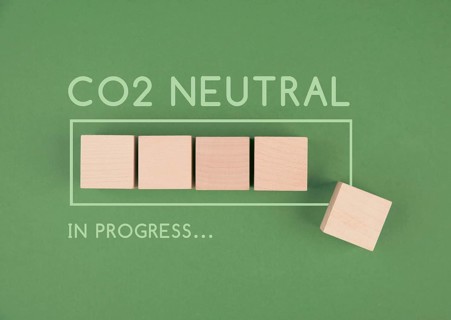 CO2 neutral in progress, loading bar for green energy, reduce carbon emission footprint,