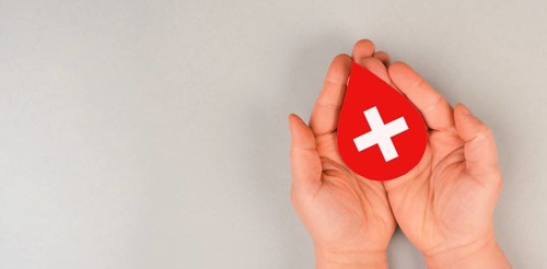 Holding drop of blood in the hands, donate plasma, world blood donor day, health care, transfusion,
