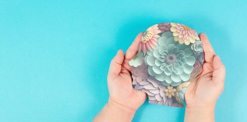Human brain flowers, self care and mental health concept, positive thinking, creative mind