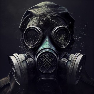 Man with a gas mask, nuclear war and environmental disaster, radioactivity catastrophe, military