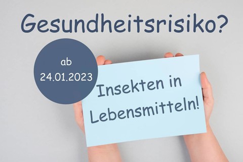 Insects in food, health risk is standing in german language on the paper, new EU regualtion for