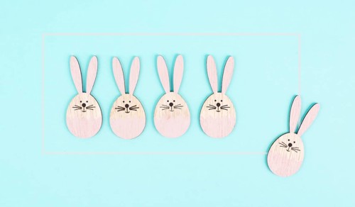 Cute easter bunny or rabbit in a row, loading bar for spring holiday, pastel color, minimal