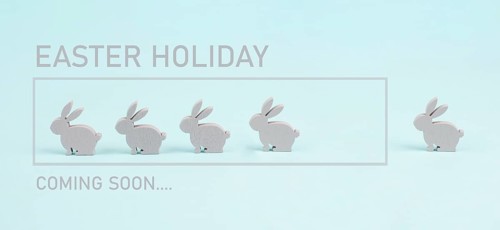 Cute easter bunny or rabbit in a row, loading bar for spring holiday, pastel color, minimal