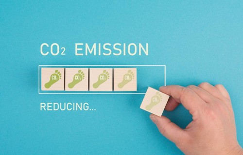 Green co2 footprint progress bar, reduce carbon emission, climate change and global warming