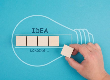 Idea loading, progress bar with a light bulb, starting a new business, development and growth