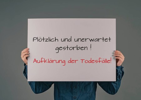 Died suddenly and unexpectedly, clarification of death rate is standing in german language on the