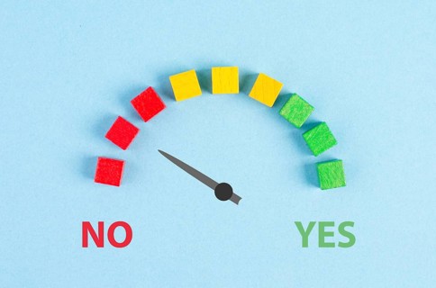 Yes and no loading bar, making a decision, asking questions, looking for an answer, positive