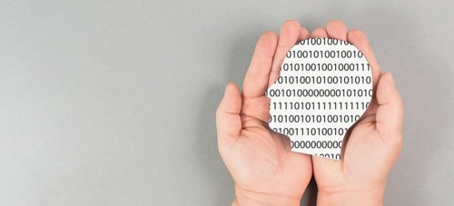 Head with software code, digitization and artificial intelligence concept, connect to the web