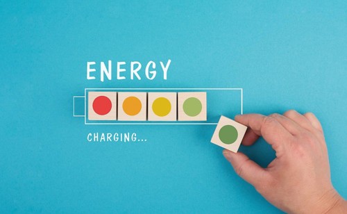 Battery charging, loading bar, gaining power, healthy lifestyle concept