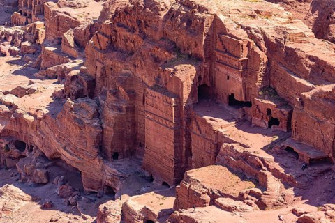 View of the Royal Tumbs from the High Place of Sacrifice, Petra, Jordan, Asia