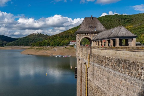 Lake Edersee, near Waldeck, the third largest reservoir in Germany, currently has only just under