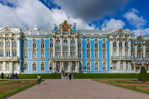 Catherine Palace in Pushkin is a rococo palace, summer residence of the tsar