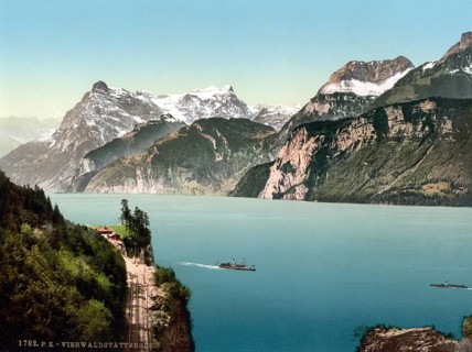 Ruetli and Urirothstock, Urirotstock, Vierwaldstaettersee, Switzerland, Historical, digitally