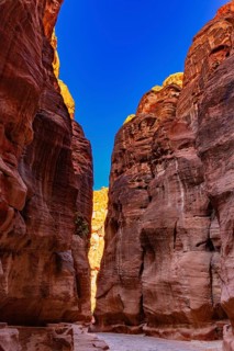 Walking across the Siq, Petra, Jordan, Asia