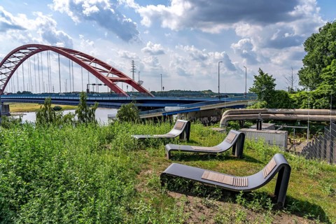 The Rheinpark in Duisburg-Hochfeld, on the Rhine, over 150 years a site for heavy industry, now a