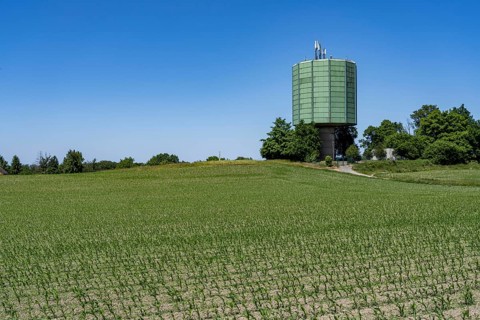 Water tower, at 181 metres above sea level, holds 2000 m3, in Essen-Byfang, water supply North